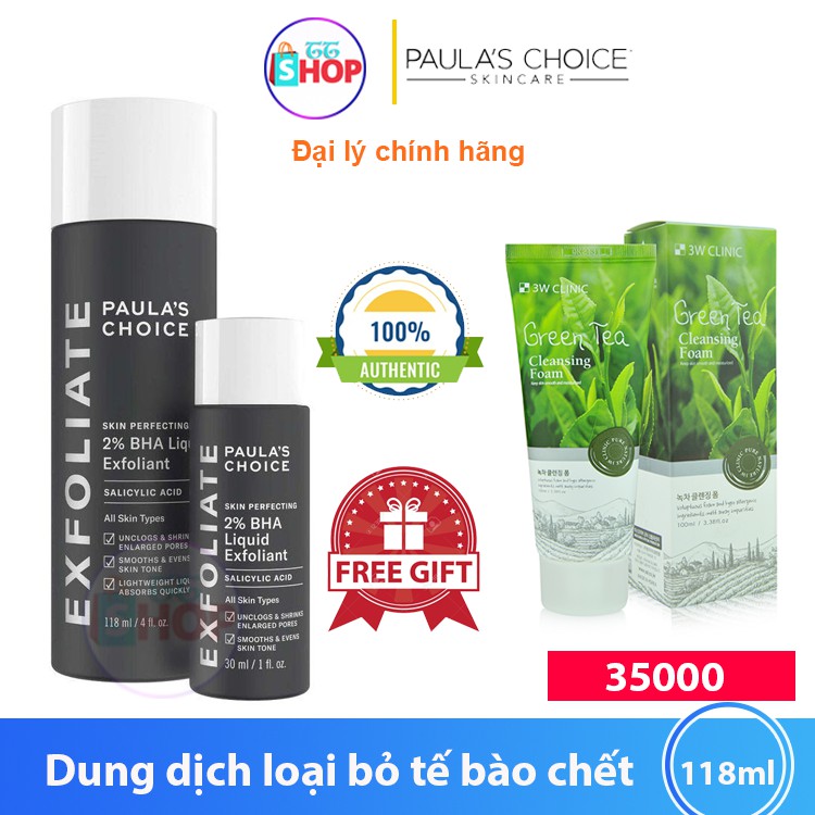 Dung dịch loại bỏ tế bào chết 2% BHA Paula's Choice Skin Perfecting Liquid Exfoliant ttshop