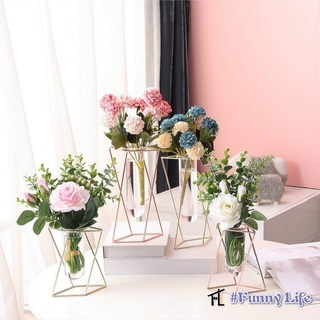 Fl Bình Hoa Thủy Tinh Để Bàn Khung Kim Loại Phong Cách Bắc Âu Hiện Đại Sáng Tạo Trang Trí Nhà Cửa Văn Phòng