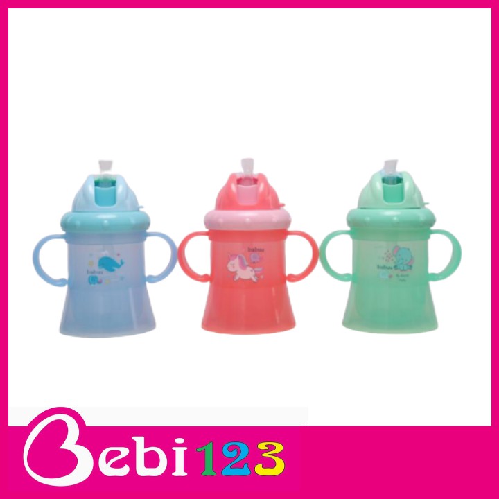 Bình nước ống hút bật nắp tay cầm Baby Babuu Nhật Bản 180ml cho bé