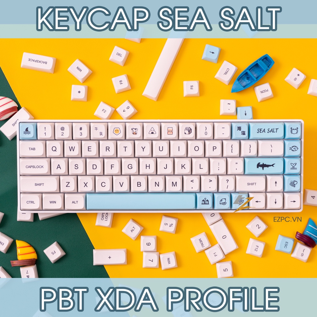 [Mã 44ELSALE2 giảm 7% đơn 300K] Keycap Cho Bàn Phím Cơ Sea Salt Thick PBT Dyesub 138 Phím XDA Profile Của EZPC