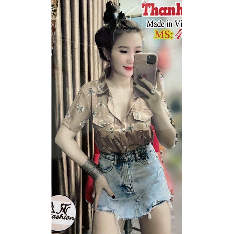 Áo sơmi voan lụa hình ong Hàng rẻ đẹp chất lượng^^ 🌼Hình thật do shop tự chụp ạ⭐️