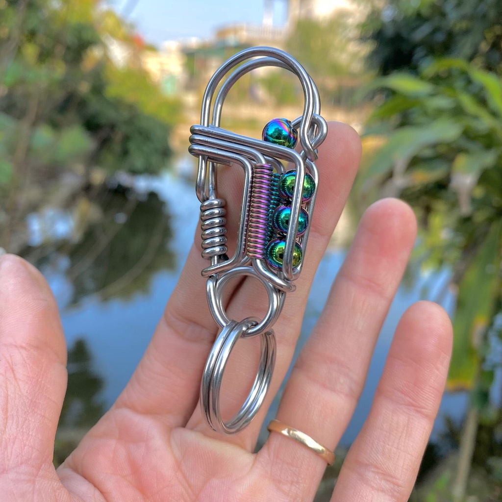 Móc khoá tittan gr5 cao cấp thiết kế bằng sợi titan 2 ly siêu cứng cáp độc lạ đồ chơi xe máy oto