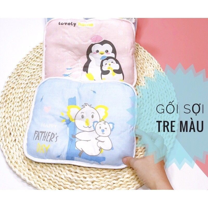 Gối xô sơ sinh siêu mềm mại goodmama cho bé/xanh_ hồng