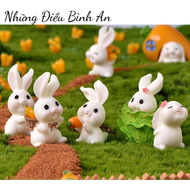 Tượng Thỏ con trang trí ô tô, bàn làm việc siêu đáng yêu/Sét 12 chú thỏ kèm 8 phụ kiện💕FREESHIP 50k💕- Những Điều Bình An