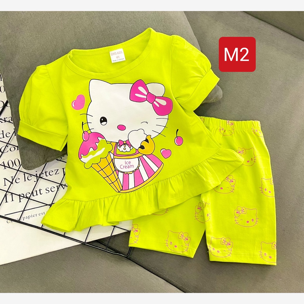 GBL47 Bộ lửng cotton màu 4 chiều cho bé gái size đại 40kg  hút mồ hôi - Bộ quần áo bé gái GIÁ RẺ