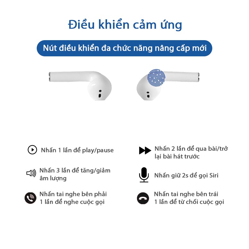 Tai nghe bluetooth 5.0 i30 tai nghe thể thao tai cảm ứng mini nhỏ gọn Âm thanh 3D Hệ thống Android và IOS đều có thể kết