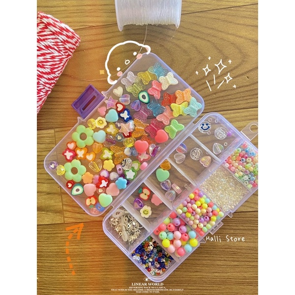 Set làm vòng tay vòng cổ dây đeo khẩu trang bằng hạt cườm HandMade phong cách Hàn Quốc dễ thương