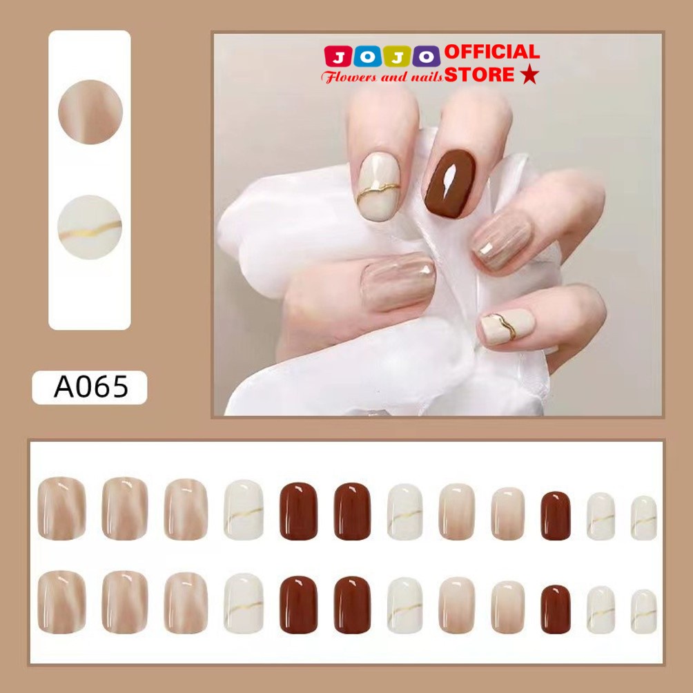 Set 24 móng tay giả, móng úp, nailbox A054 kèm keo dán, sử dụng tiện lợi