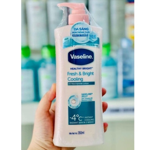 Dưỡng Thể Vaseline Dạng Gel Dưỡng Sáng Mát Lạnh Fresh &amp; Bright Cooling - Chai 350ml