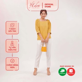 Áo nữ kiểu sơ mi công sở thời trang Eden dạng suông tay lỡ xếp li cổ thuyền freesize - ASM071