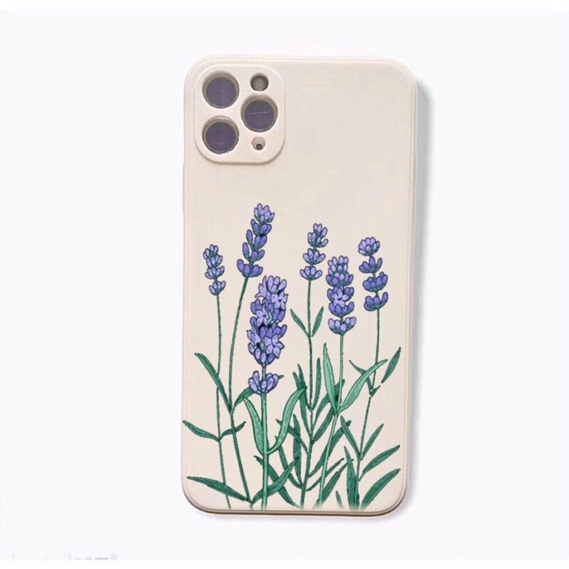 Ốp lưng hình hoa lavender cute cạnh vuông giả lp 12 5/5s/6/6plus/6s/7/7plus/8/8plus/x/xr/xs/11/12/pro/max