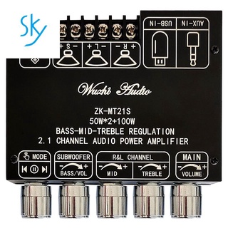 Bảng Mạch Khuếch Đại Âm Thanh Kỹ Thuật Số ZK-MT21S 2x50W+100W 2.1 AUX 12V 24V Âm Thanh Stereo Bluetooth 5.1