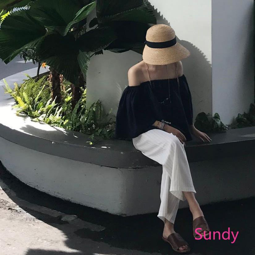 Áo Sơ Mi Trễ Vai Dáng Rộng Thời Trang Mùa Hè Hàn Quốc Quyến Rũ Dành Cho Nữ