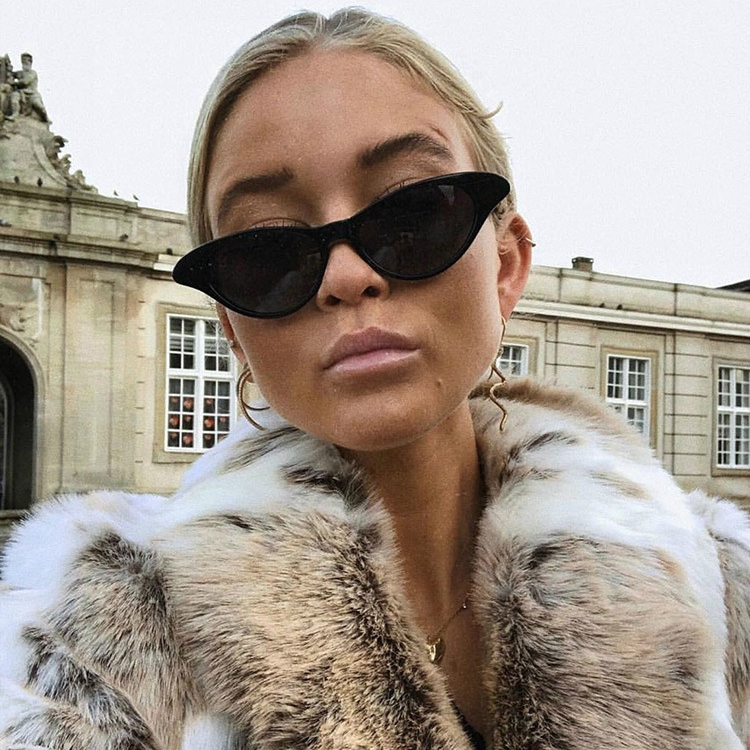 Kính mát kim loại gọng tam giác phong cách Âu Mỹ cá tính thời trang