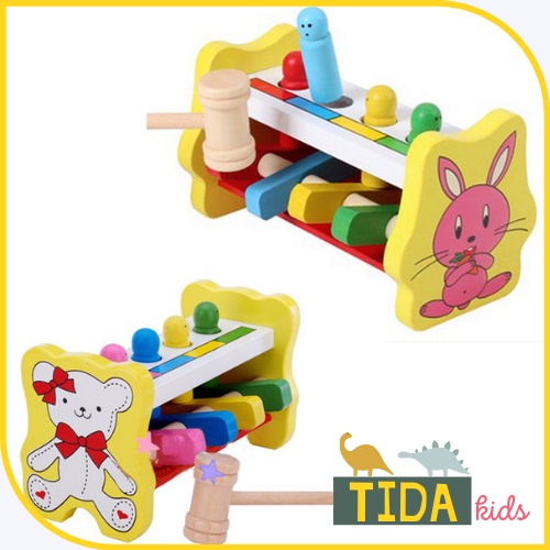 Đồ Chơi Gỗ TIDA KIDS SHOP, Đồ Chơi Giáo Dục WoodenToy Percussion Đập Chuột Hình Con Thỏ Cho Bé Giá Tốt