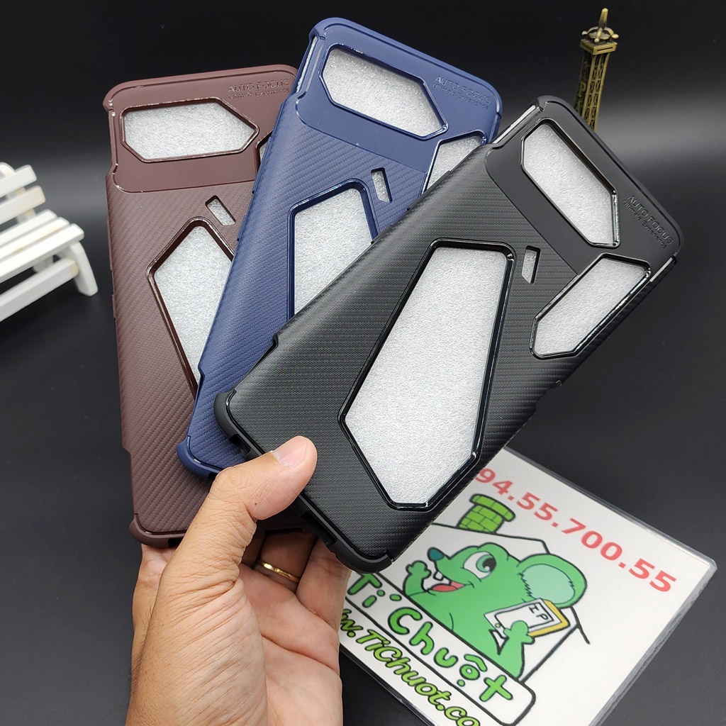 [Ảnh Thật] Ốp Lưng ASUS ROG Phone 5/ 5 Pro/ Ultimate AutoFocus Vân 3D Carbon Chống Sốc