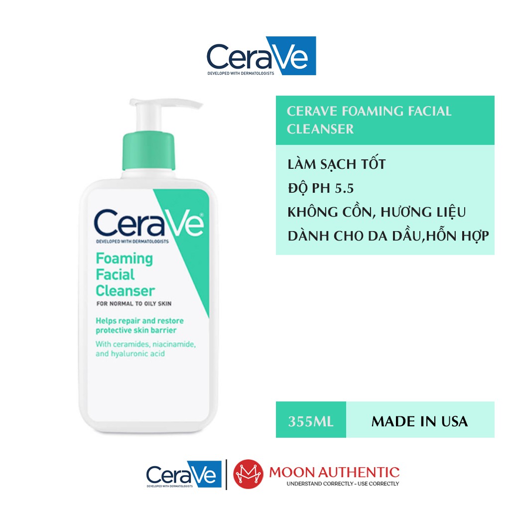 Sữa Rửa Mặt CeraVe Foaming Cleanser 355ml Mỹ