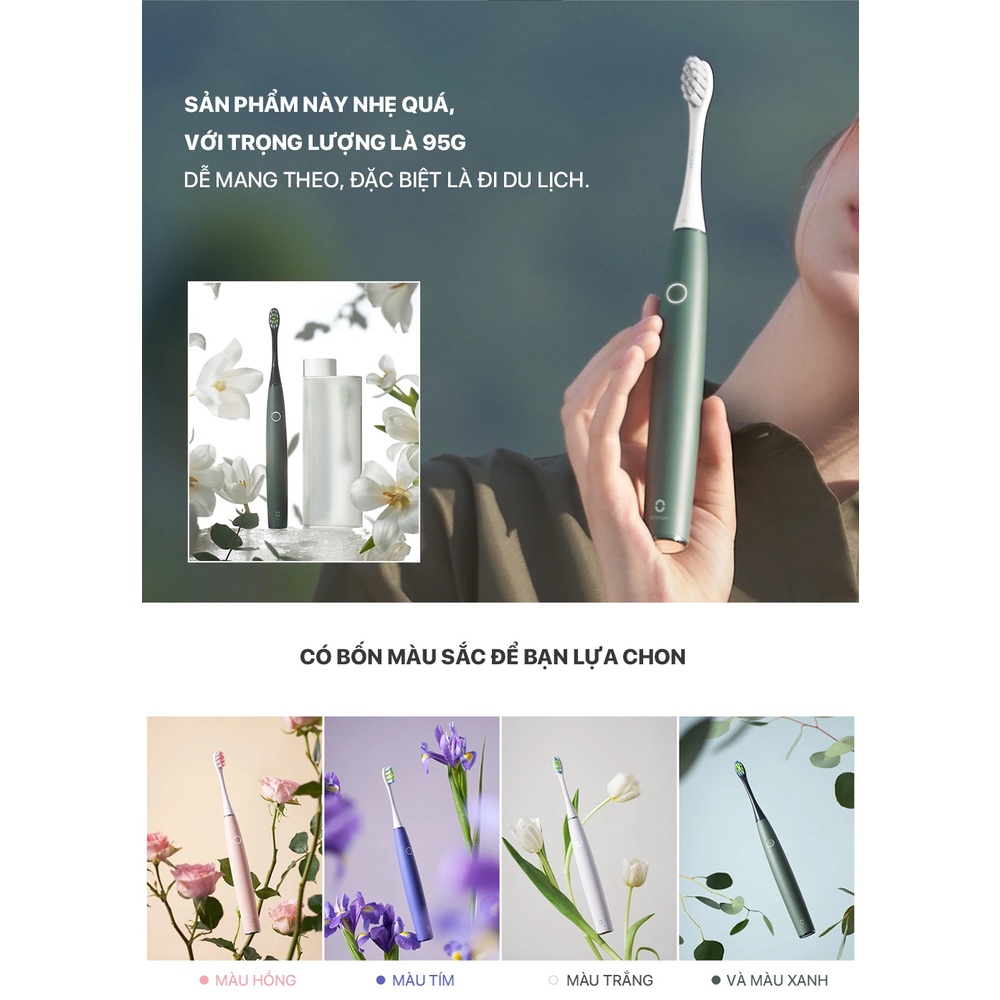 Bàn chải điện Sonic XiaomiYoupin Enchen Oclean Air 2, siêu cấp yên tĩnh, 4 đầu bàn chải phiên bản