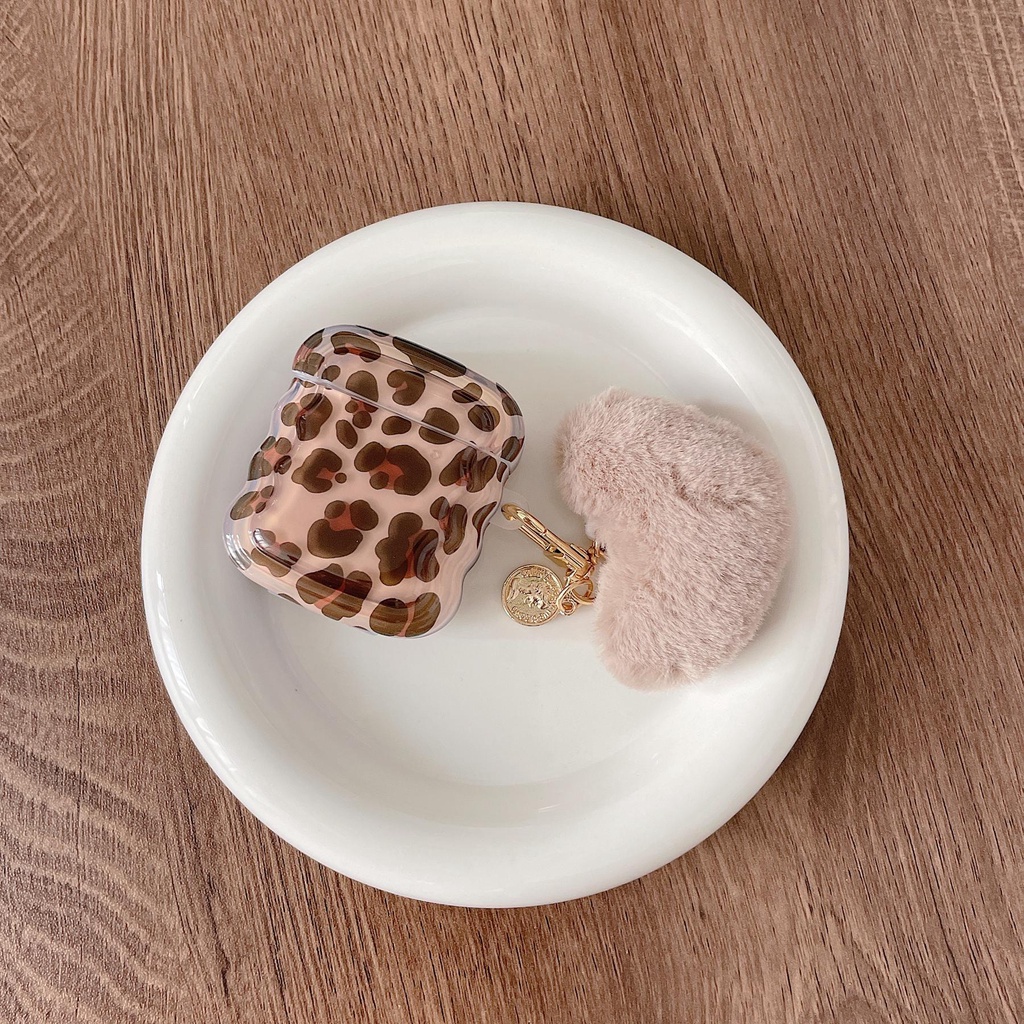 Vỏ Bảo Vệ Hộp Sạc Tai Nghe Bluetooth AirPods 1 2 pro 3 2021 gen3 Bằng Tpu Silicone Mềm Chống Rơi Họa Tiết Báo Hồng Và Mèo Dễ Thương