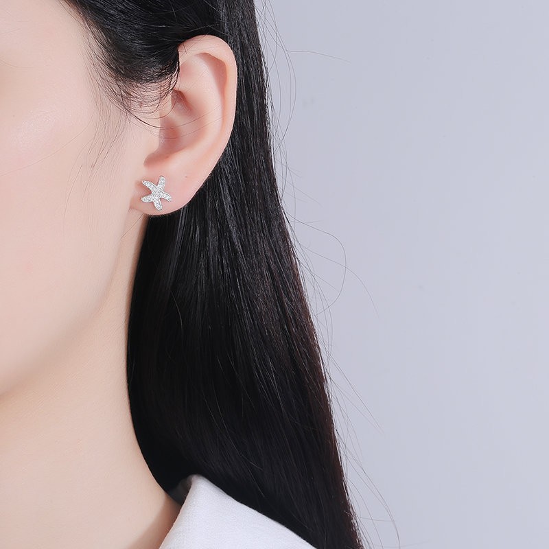 Bông tai mạ bạc 925 hình sao biển đính đá xinh xắn