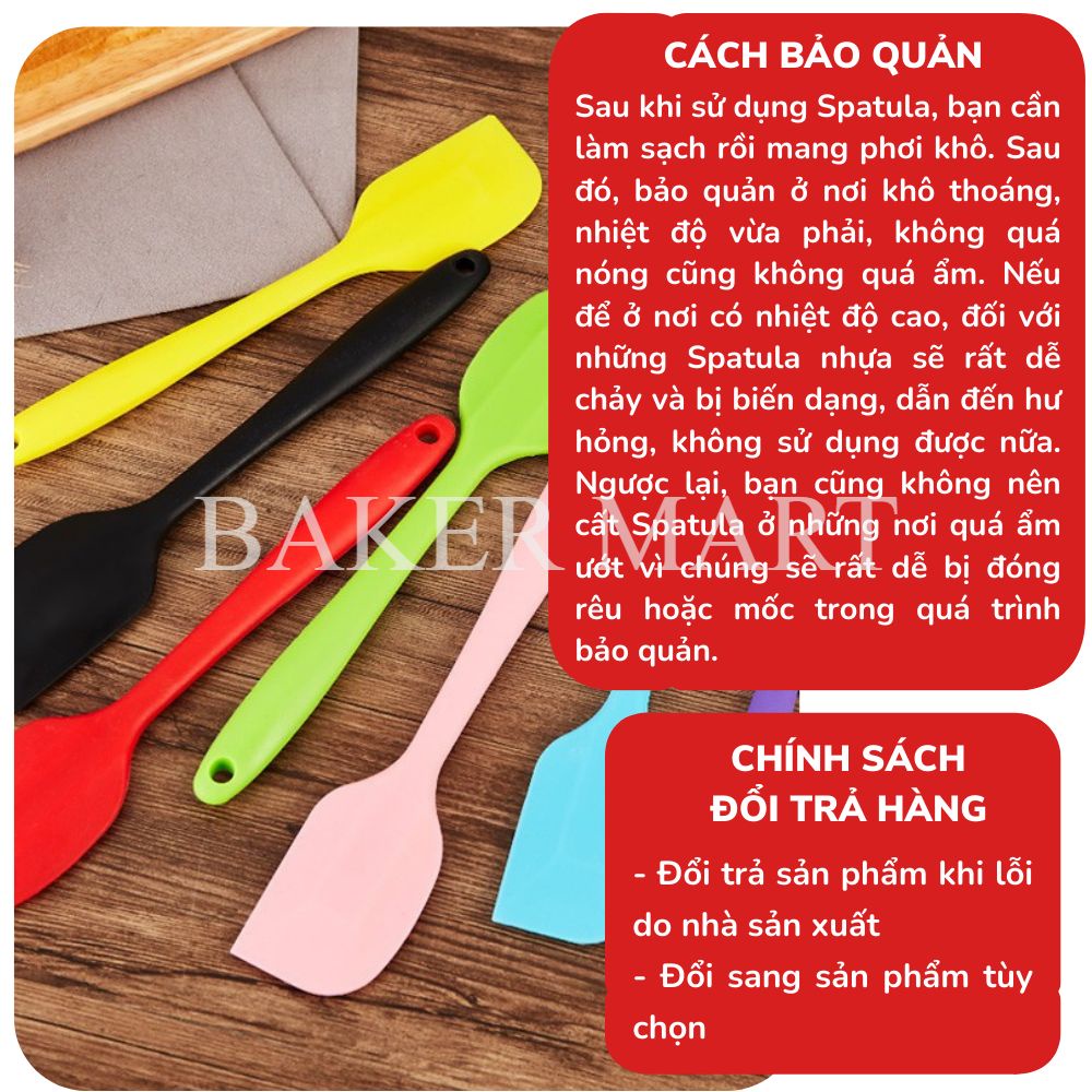 Dụng cụ làm bánh: Spatula phới trộn bột, phới dẹt silicon , chịu nhiệt, đúc liền dùng để đánh bột, vét, vét kem