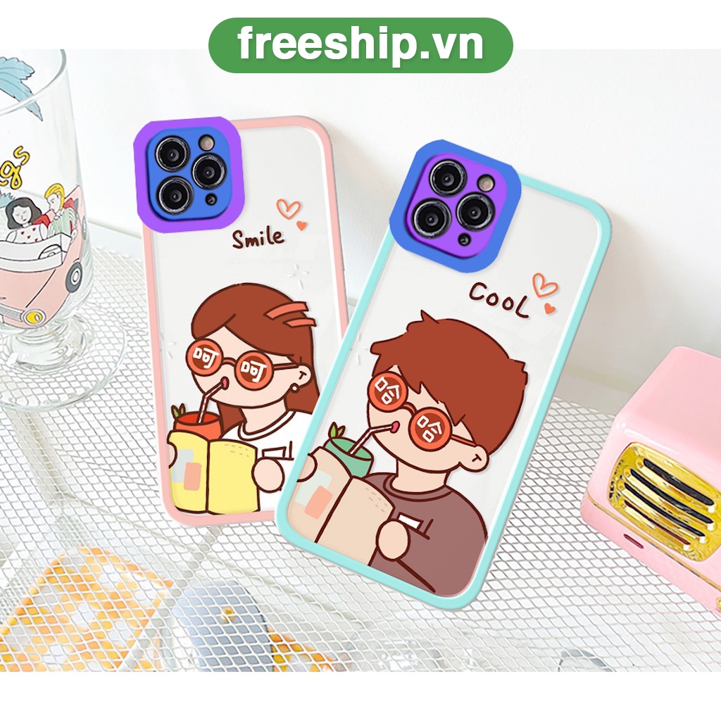 Ốp lưng iphone Cool Couple trong cạnh vuông 6/6plus/6s/6splus/7/7plus/8/8plus/x/xr/xs/11/12/13/pro/max/plus/promax