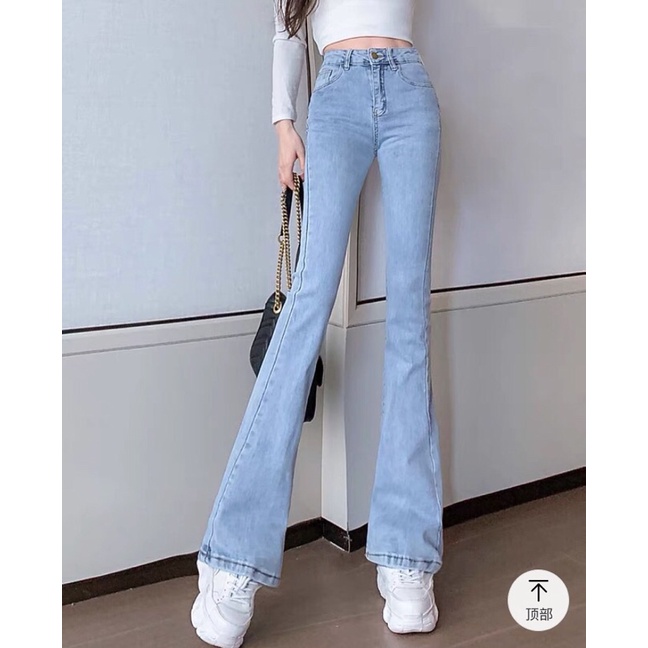 Quần bò jean nữ ống loe đứng rộng suông co giãn jeans cạp cao cao cấp Hottrend 2022 | WebRaoVat - webraovat.net.vn