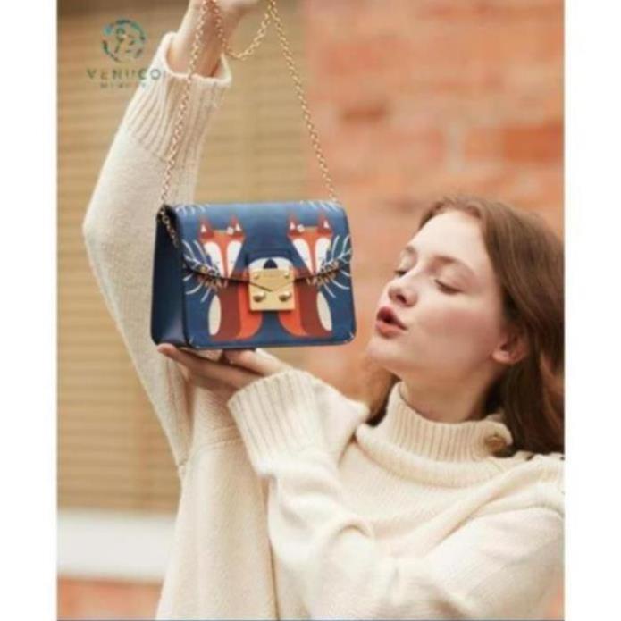 túi xách nữ đeo chéo dạng hộp flora chính hãng size 22cm T11