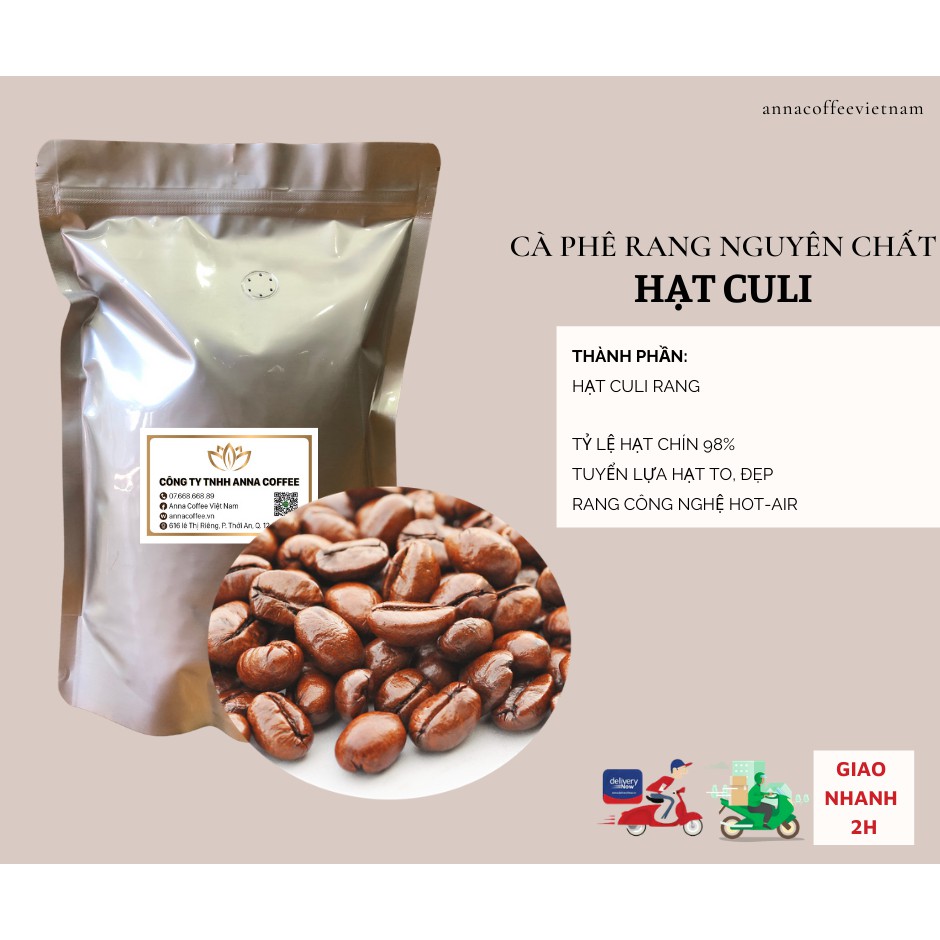 Cà phê hạt rang sẵn Culi mộc nguyên chất 1kg giá sỉ cho quán từ 5kg