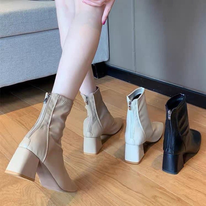 Boot da mũi vuông cao gót, cổ ngắn hot nhất 2020
