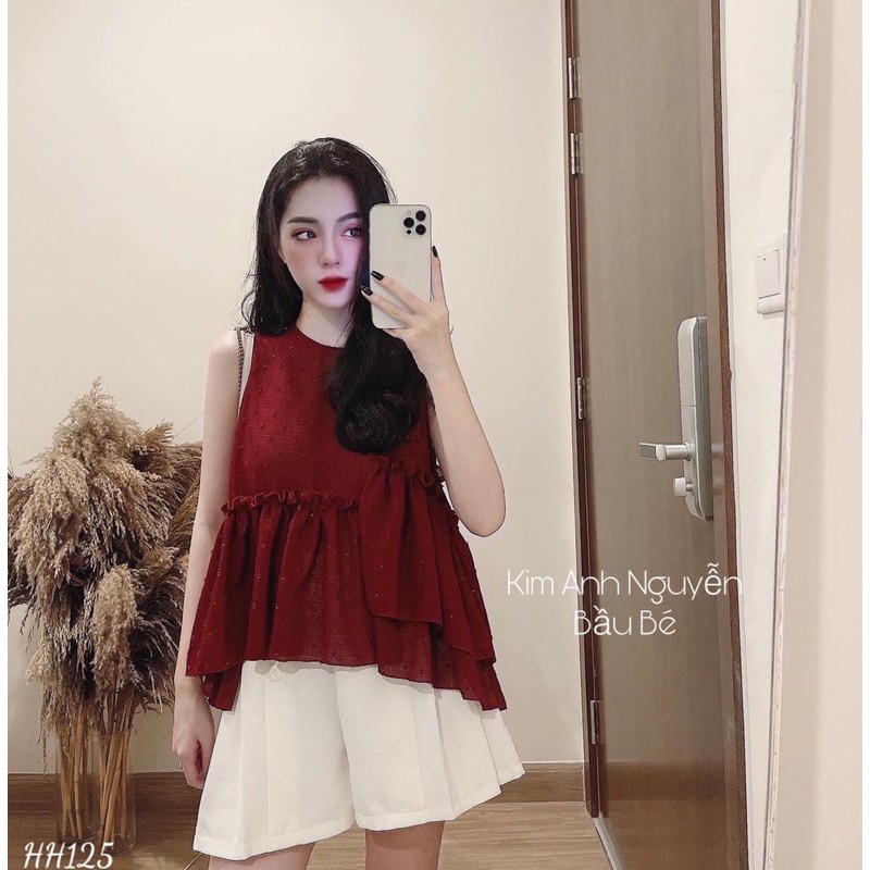 Sét quần xếp ly + áo ba lỗ bánh bèo siêu đẹp. Sỉ 125k