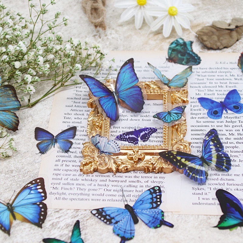 Set 40 miếng dán trang trí hình bướm kiểu Vintage