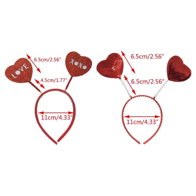 Flgo Băng Đô Cài Tóc Đính Kim Sa Hình Trái Tim Đỏ Cho Lễ Tình Nhân