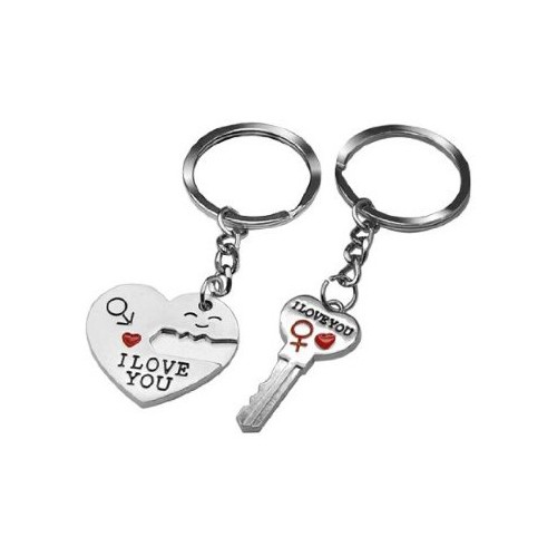 Set 2 móc khóa gắn mặt hình trái tim " I Love You " dễ thương