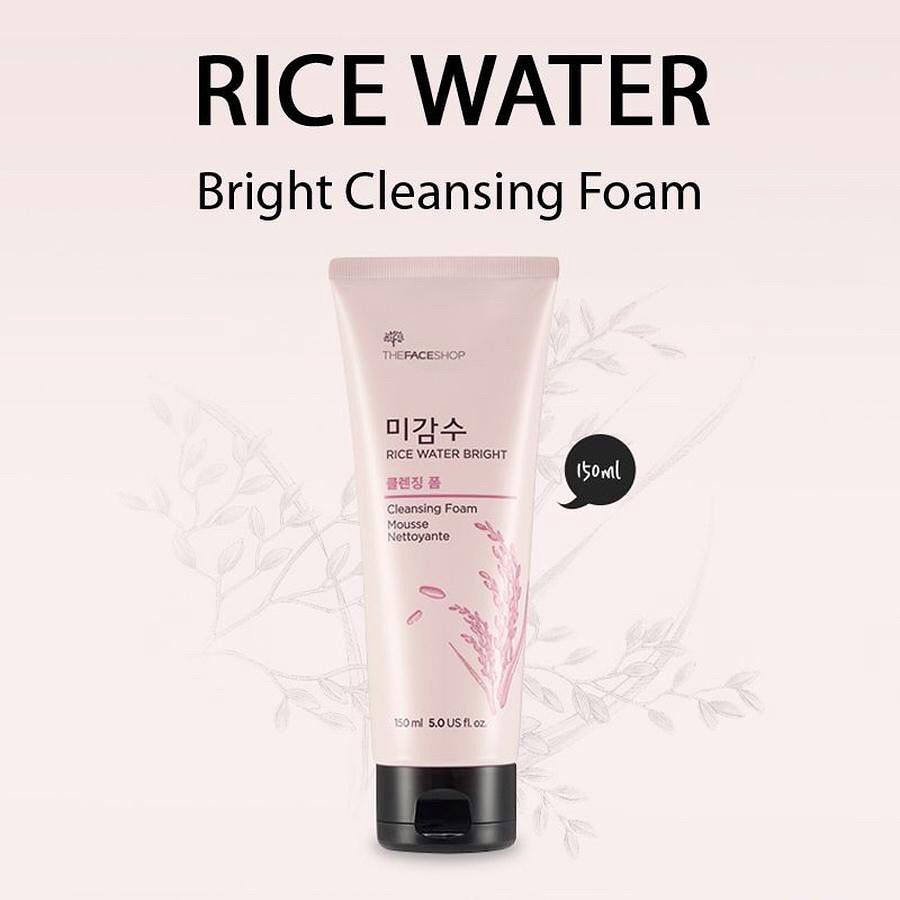 Sữa rửa mặt gạo #THE_FACE_SHOP Rice Water Bright Cleansing Foam (100ml) TẶNG kem dưỡng ẩm #Innisfree Jeju Cherry Blossom