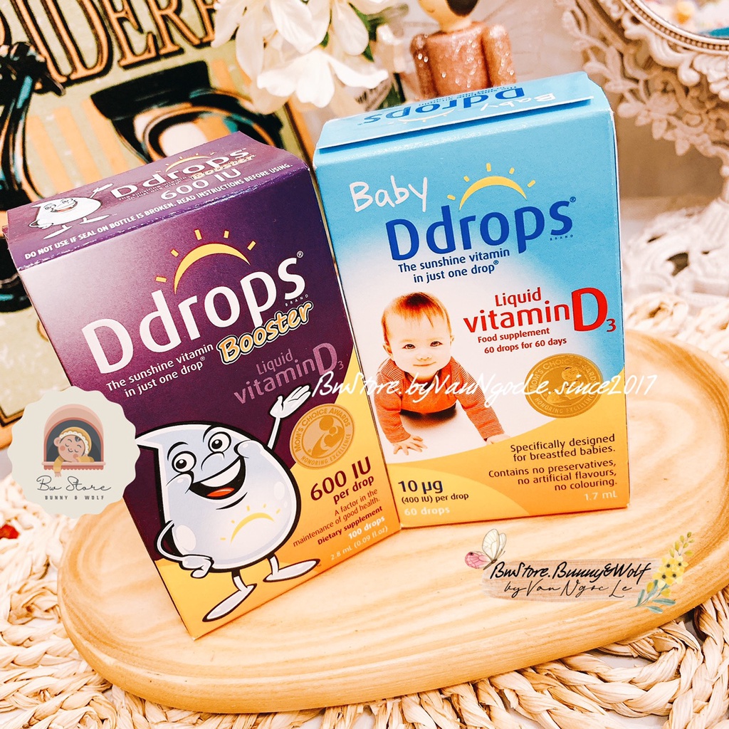 [Hàng Air - Cam kết chính hãng] Baby Ddrops Vitamin D3 400 IU Mỹ dạng giọt 60drops /90 drops - cho bé từ sơ sinh