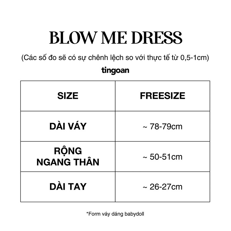 Váy babydoll xòe vai phồng 4 tầng cổ tàu chống nhăn đen tingoan BLOW ME DRESS/BL | BigBuy360 - bigbuy360.vn