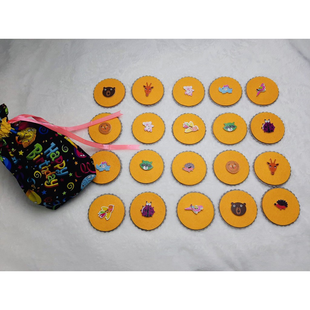 Đồ chơi vải nỉ TEDU - Bộ tìm cặp 20 hình động vật (Cam)