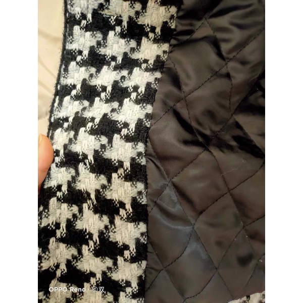 ÁO KHOÁC DẠ TWEED  HOẠ TIẾT RĂNG SÓI ĐEN TRẮNG SANG CHẢNH SĂN SALE