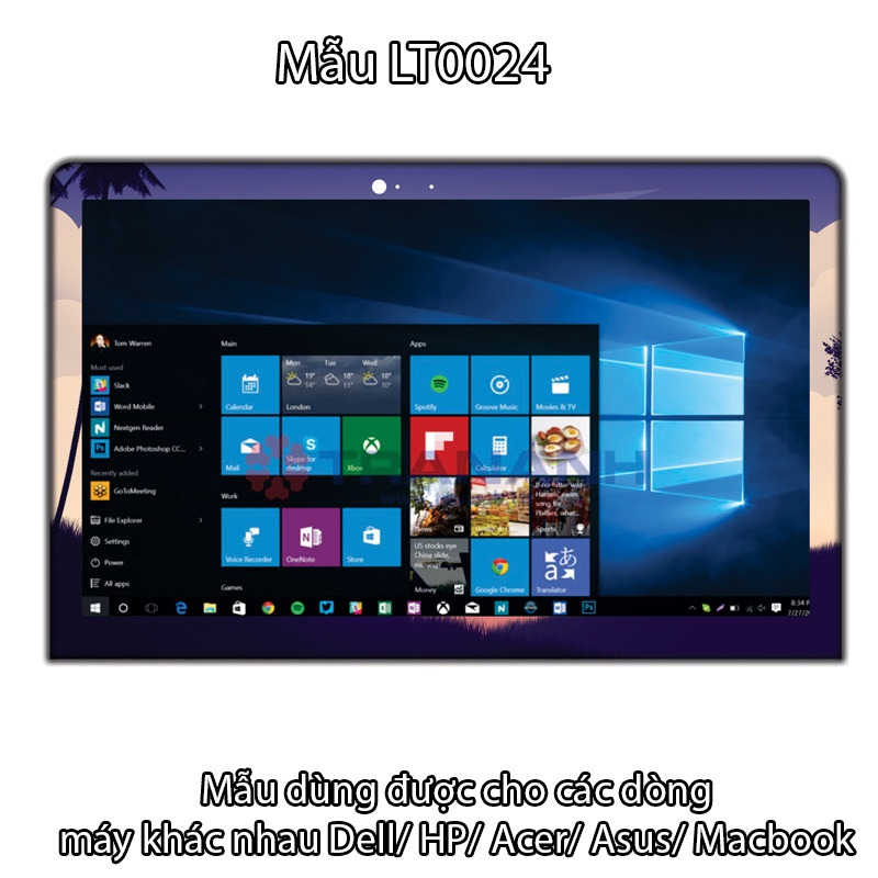 Miếng Dán Laptop - Mẫu LT024 hình phong cảnh tối - Dán cho Dell, Hp, Asus, Lenovo, Acer, MSI, Surface,Vaio, Macbook