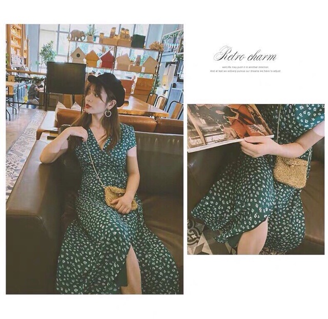 ĐẦM MAXI HOA NHÍ XANH VẠT CHÉO | BigBuy360 - bigbuy360.vn