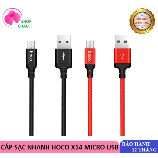 Cáp Sạc Nhanh Hoco X14 MicroUSB Chính Hãng Chống Đứt, Chống Rối l Cáp Sạc Dây Dù - Borofone BX54