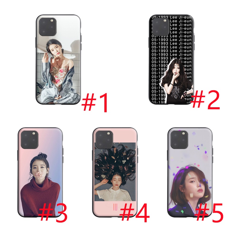 Ốp điện thoại bằng nhựa mềm viền đen hình IU Lee Ji eun cho IPHONE 4 4S 5 5S 5C 6 6S Plus XR