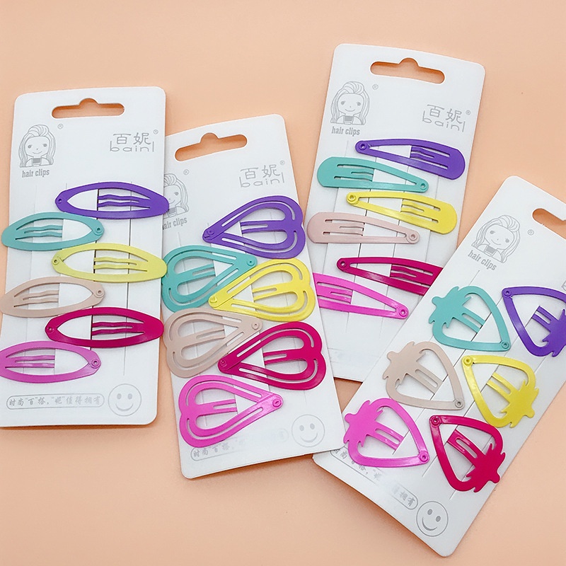 Phụ kiện tóc set 6 kẹp hình trái tim cho bé gái nhiều màu dễ thương phong cách Hàn Quốc Poco Home