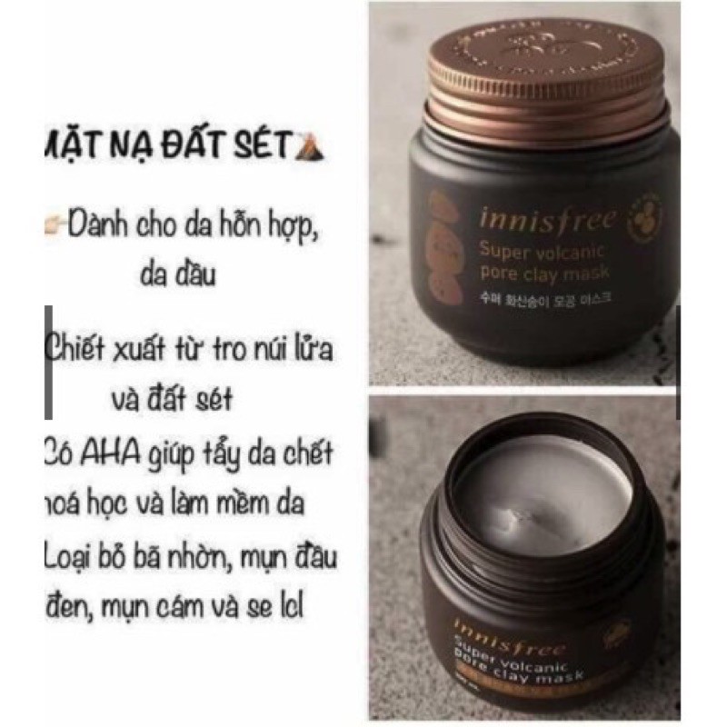 MẶT NẠ TRO NÚI LỬA SIÊU CẤP INNIS SUPER VOLCANIC PORE CLAY MASK 2X