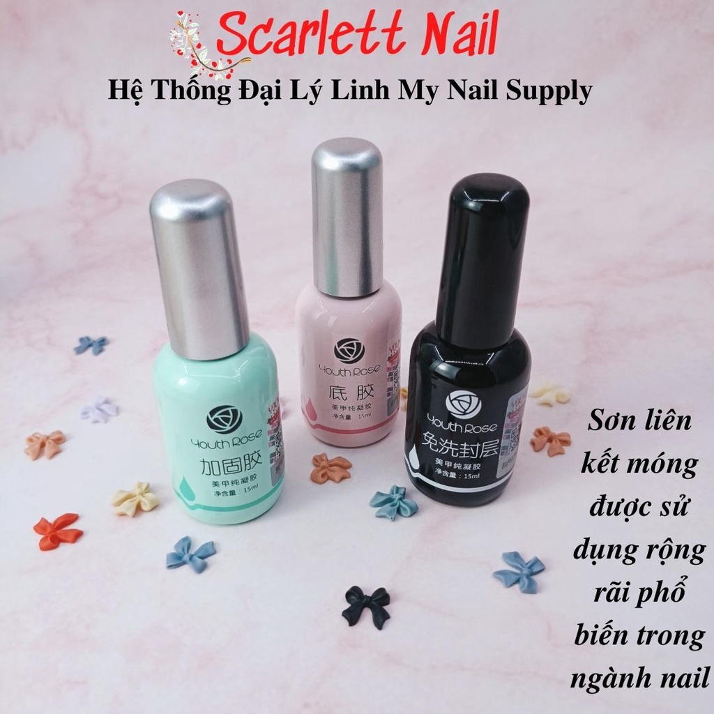 Sơn Top Base Hoa Hồng Cứng Móng Youth Rose - chuyên dụng cho dân làm móng