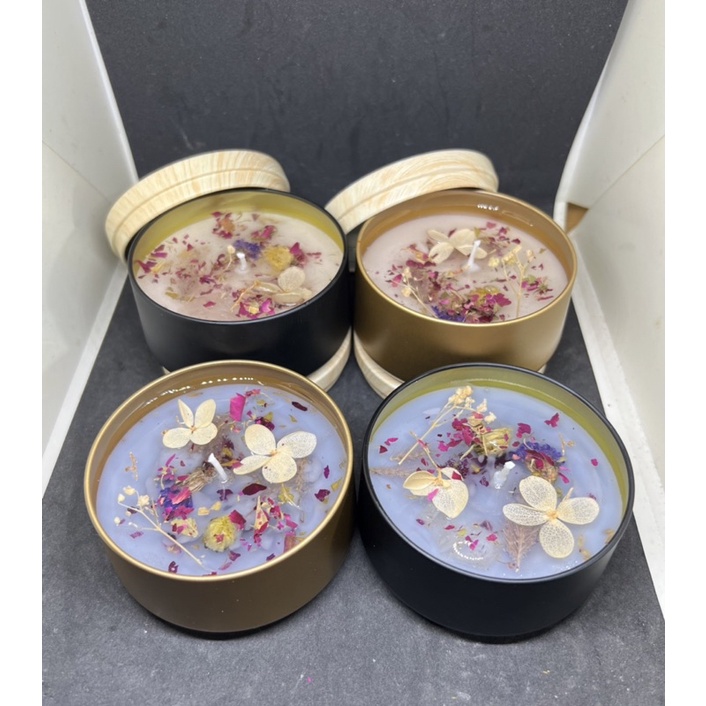 Nến thơm Nến Spell handmade đá thanh tẩy hộp thiếc đáy bầu