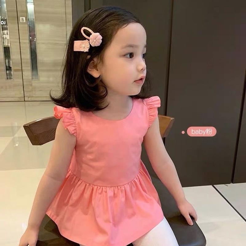 Áo Hai Dây Không Tay Đính Nơ To Quyến Rũ Thời Trang Mùa Hè Dành Cho Bé Gái