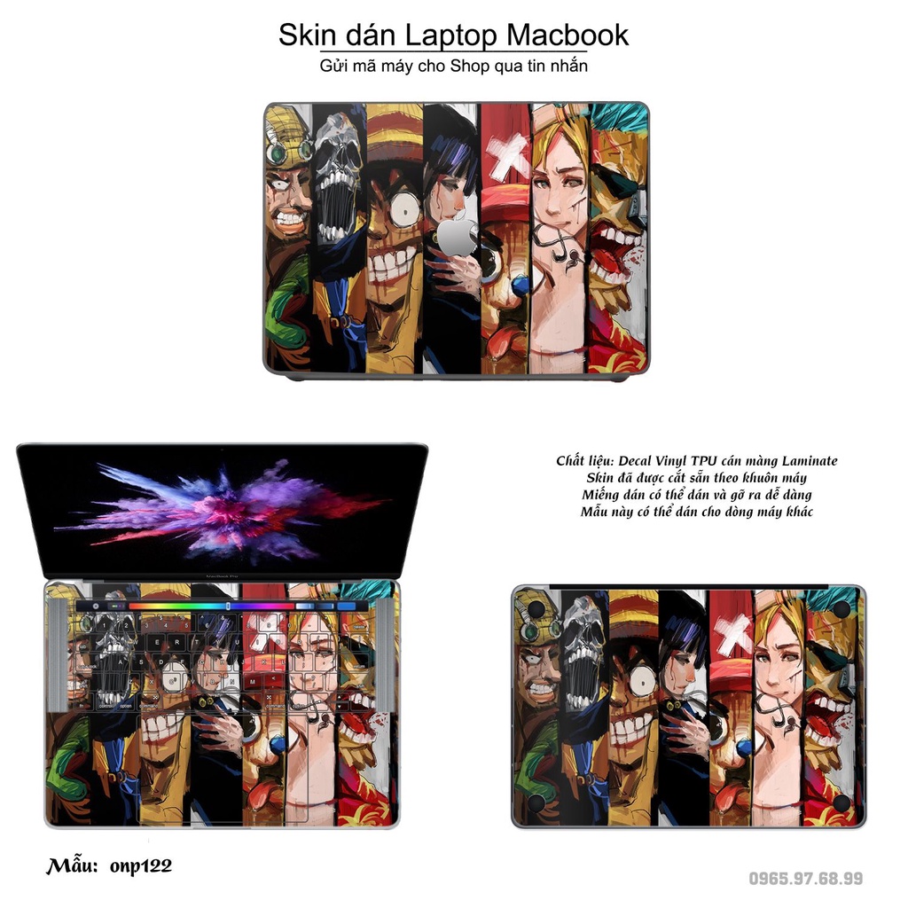 Skin dán Macbook mẫu One Piece (đã cắt sẵn, inbox mã máy cho shop)