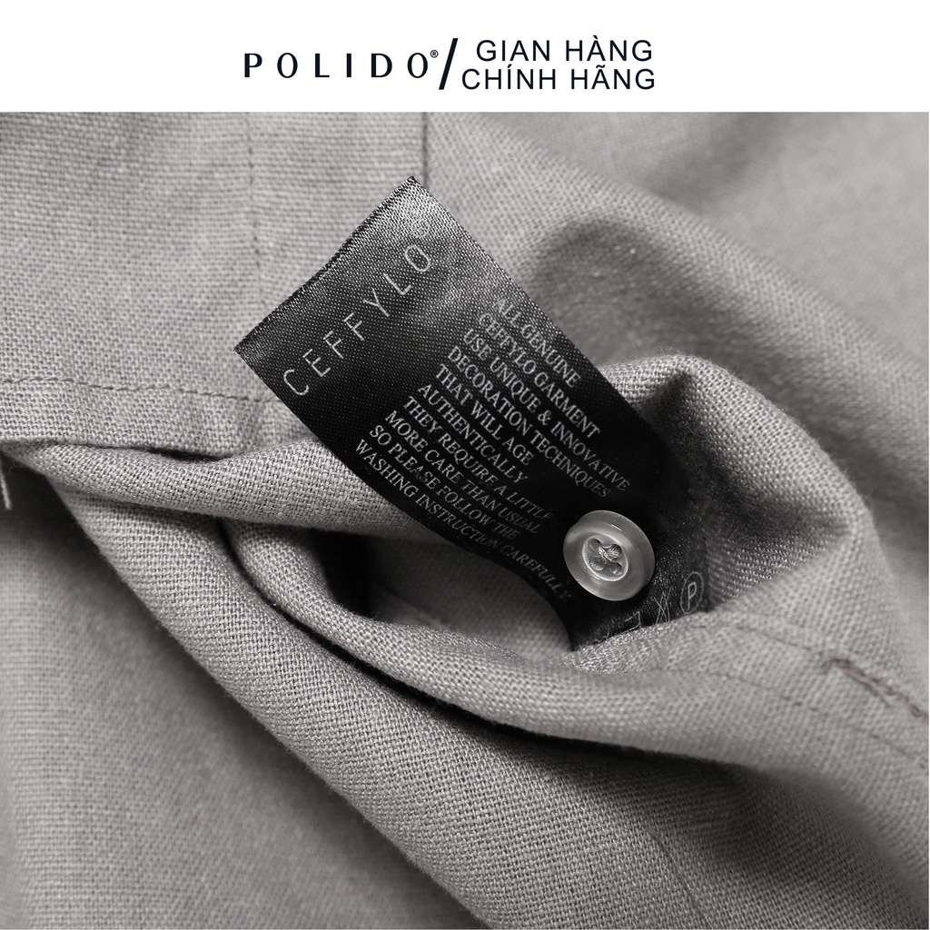 Áo Sơ Mi Dài Tay Đũi CEFFYLO Màu Ghi 100% Cotton Thô, Thấm Hút Tốt, Form Slimfit Thanh Lịch | BigBuy360 - bigbuy360.vn